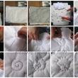mrak/ filc, vatel�n, vy��v�n�, aplikace/ syn poprv� vy��val na textil spir�lku, zrubu jsem mu pom�hala, aby to vypadalo l�pe i z rubu...na b�l�m l�ci m�l p�edkreslen� te�ky, aby v�d�l, kam p�chat...