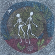 Moji aborigines - mandala / 70 x 70 cm